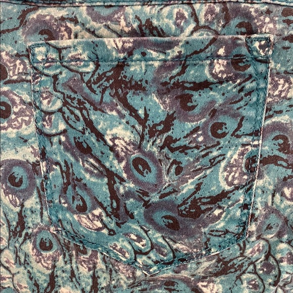 Mudd Pants Jeans Skinny Peacock Feather Patterned Maximalism Dopamine Size 9 - Picture 8 of 10